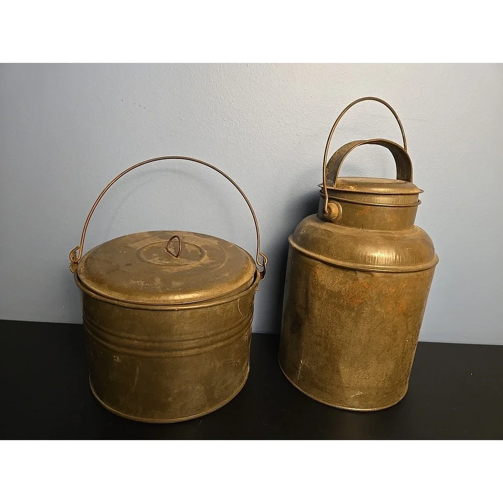 Vintage Dairy Can Galvanized Cream Milk Can with Lid & Handle & Bucket W Handle
